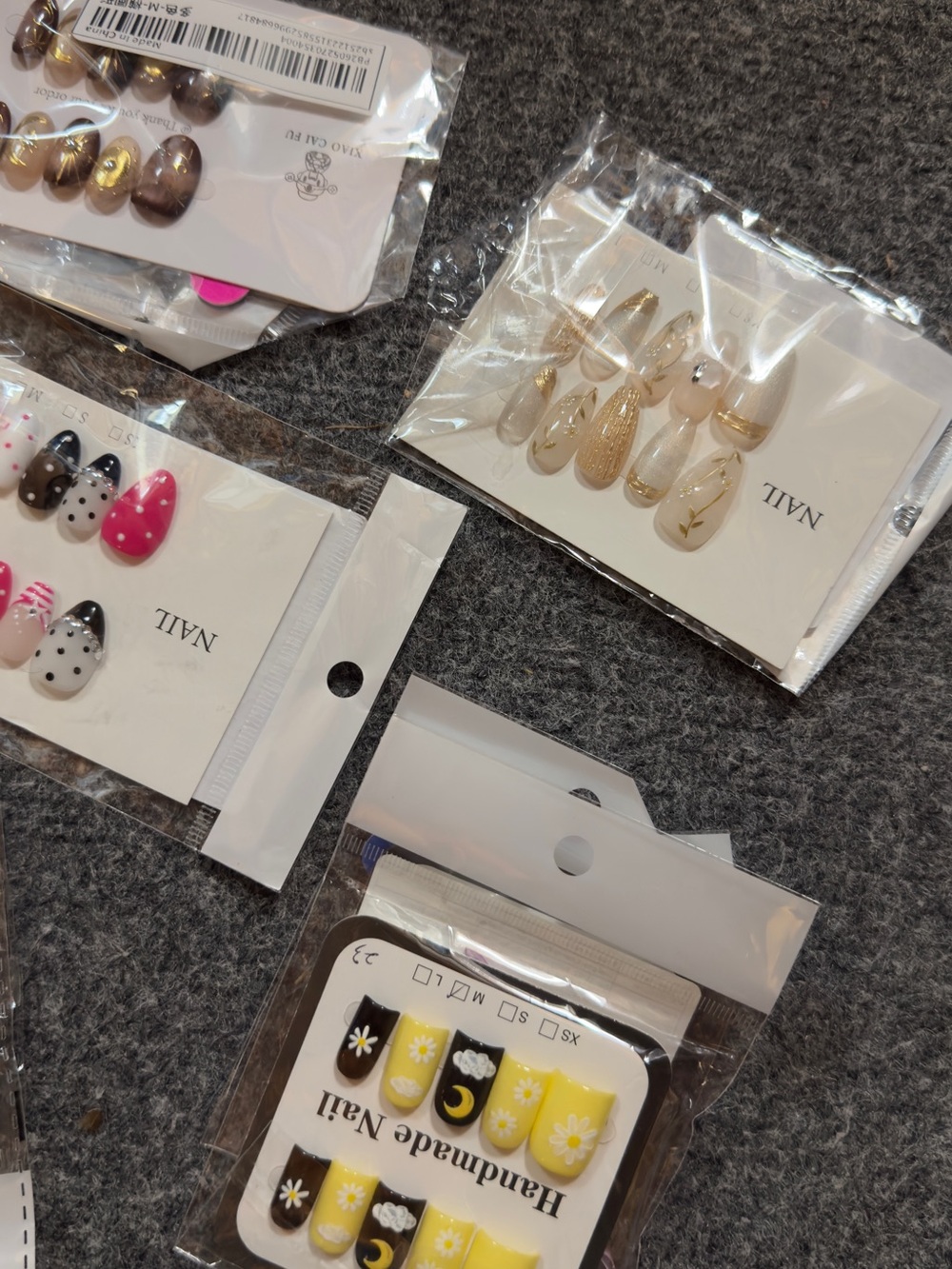 Bundle Lot 13 Handmade Press-On Nail Sets Medium Size Medium Length French Polka